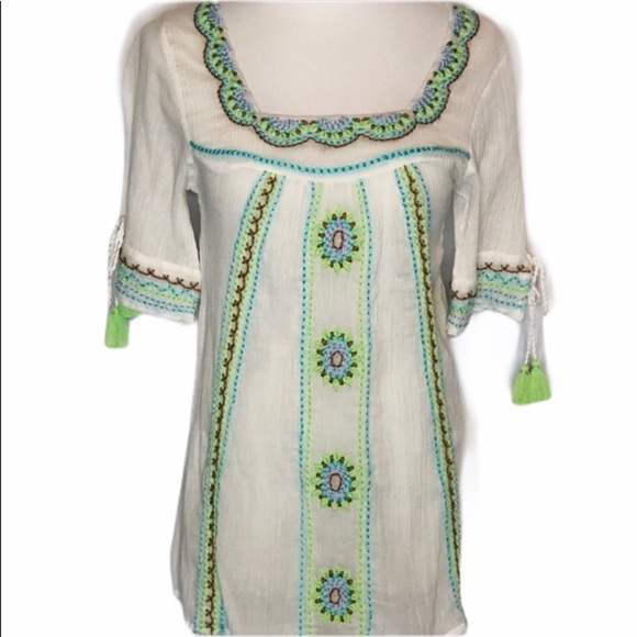 NWT LeTarte Cotton Embroidered Blouse small